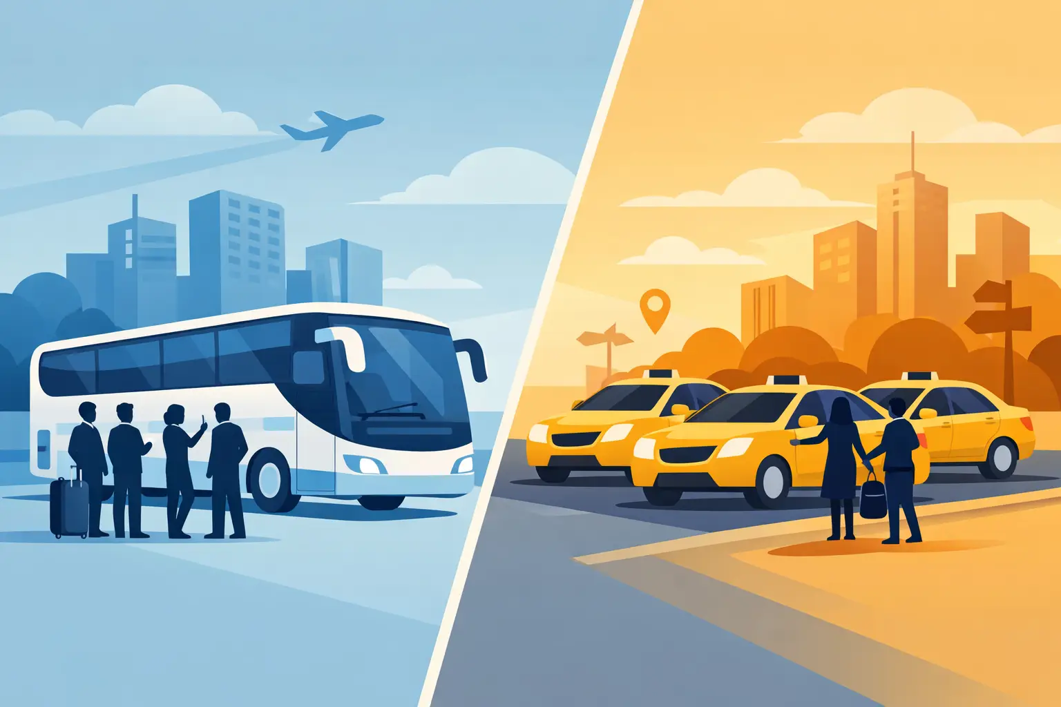Bus Charter vs Multiple Taxis: Which Fits?