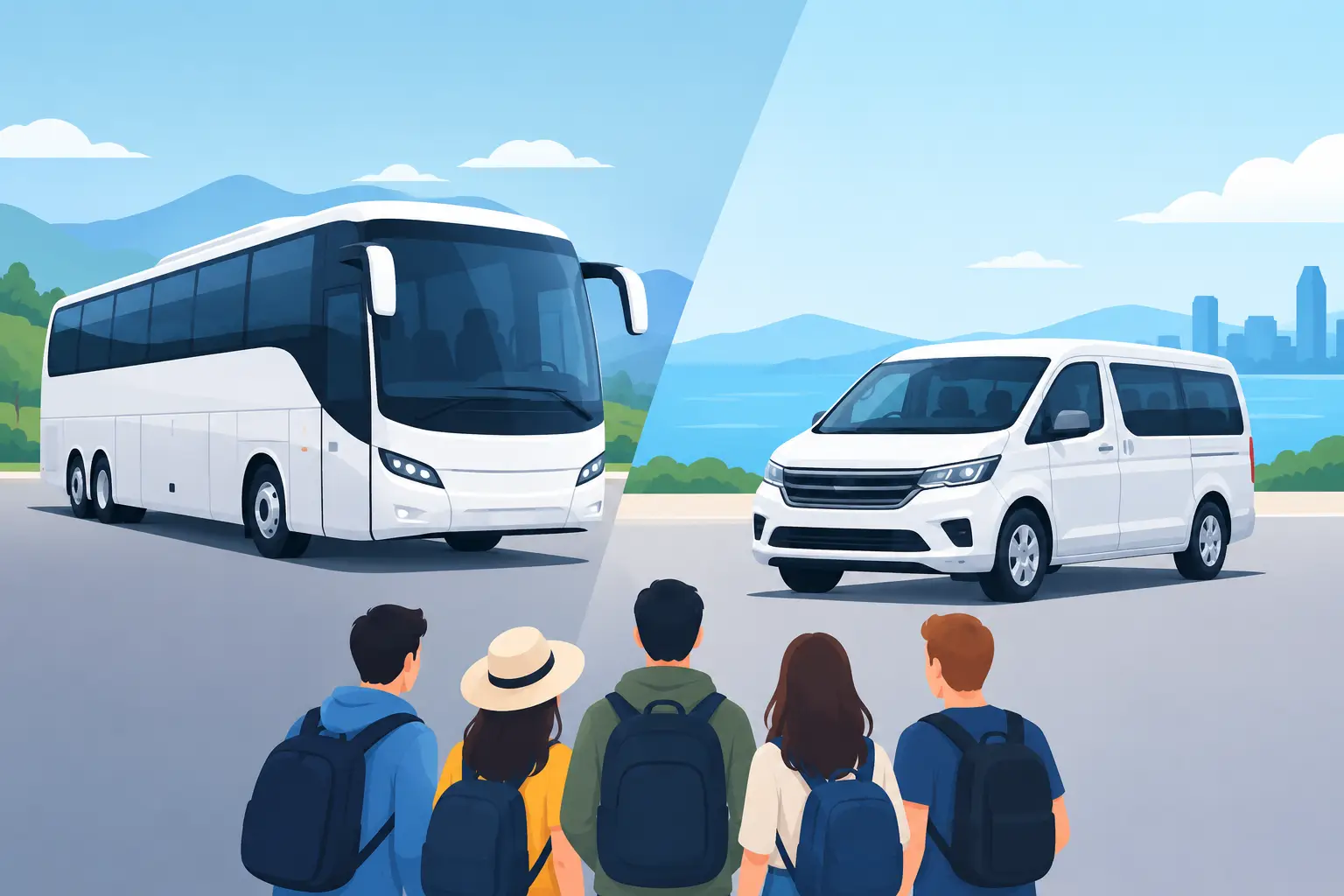 Private Bus Versus Minivan for Your Group